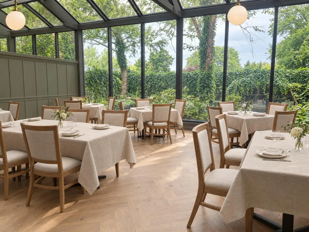 GPT Image 2.5 Flare AI-edited Conservatory restaurant