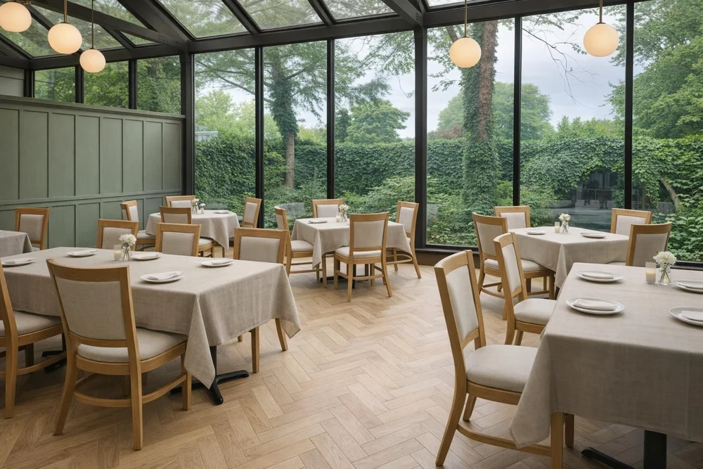 GPT Image 1.5 AI-edited Conservatory restaurant