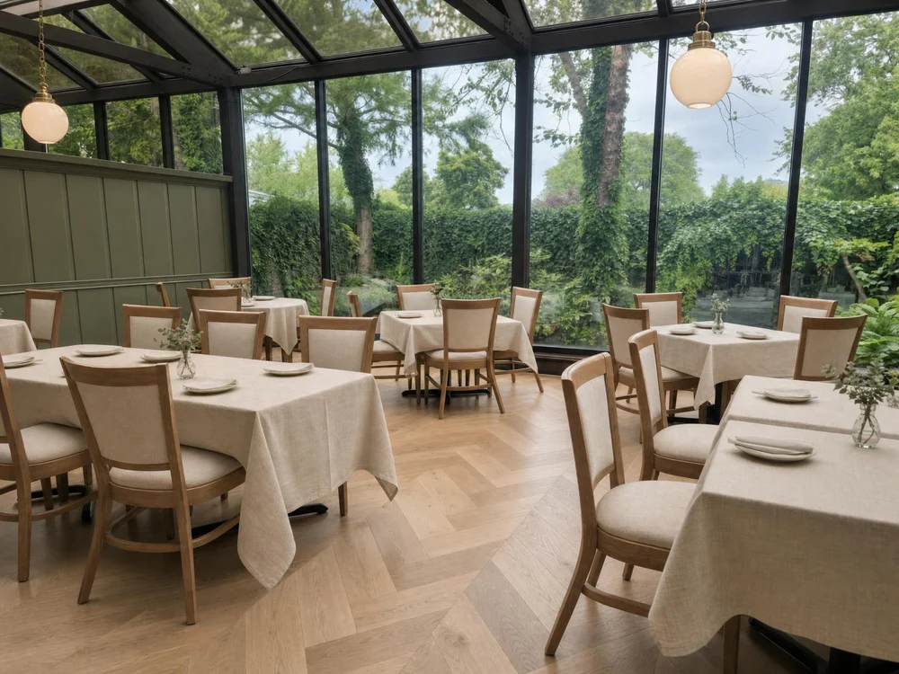 GPT Image 2 AI-edited Conservatory restaurant