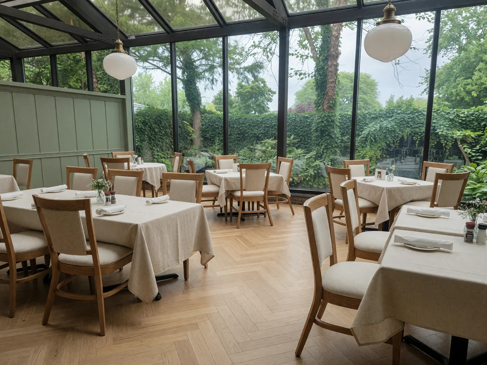 Grok Imagine Image Quality AI-edited Conservatory restaurant