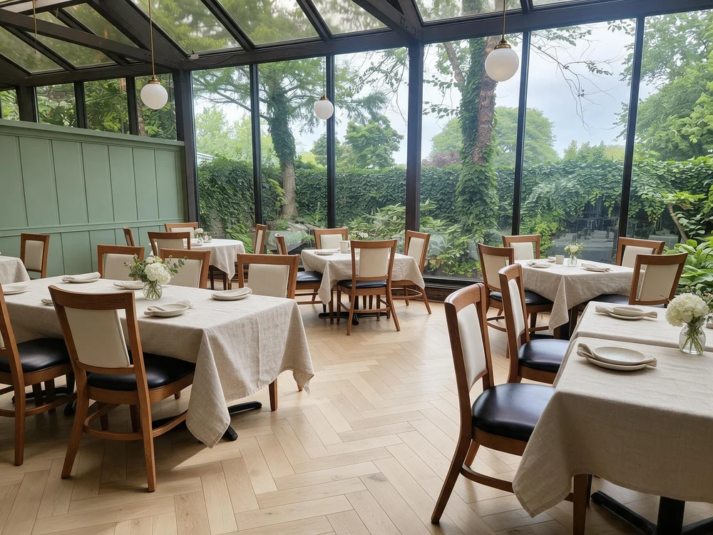 Seedream 5.0 Pro AI-edited Conservatory restaurant
